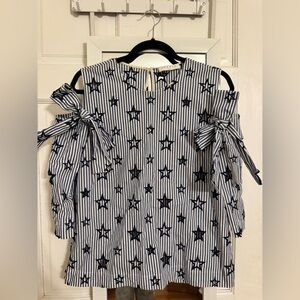 Sandro Navy Star Striped Blouse